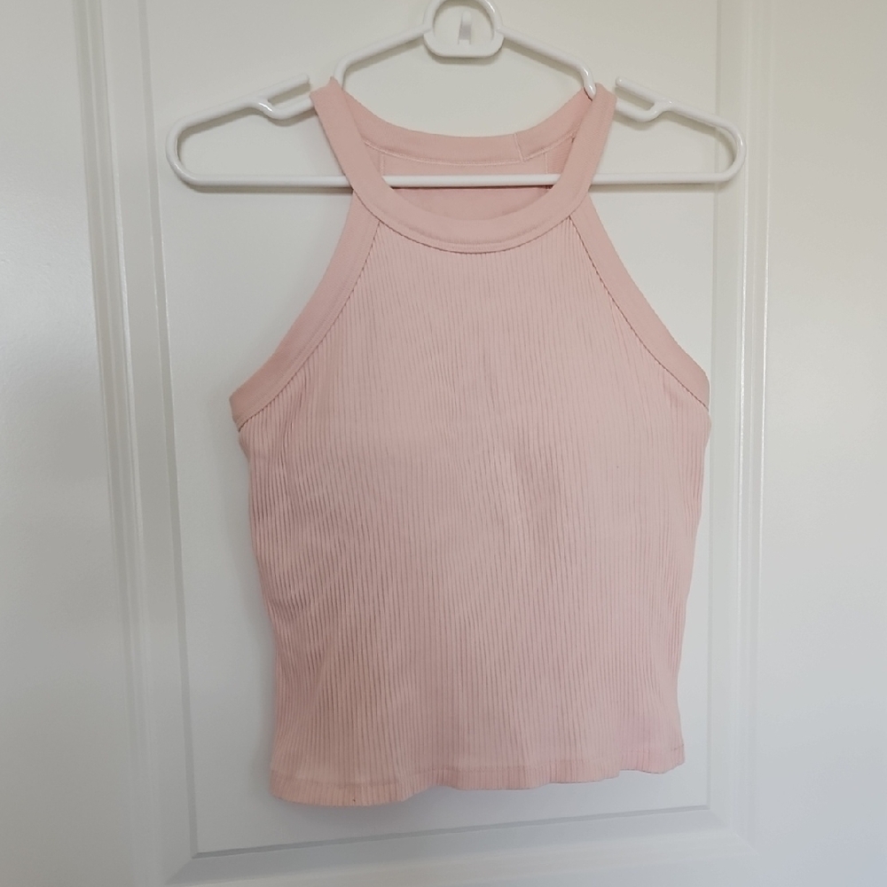 Uniqlo Pink Ribbed Halter Top - M